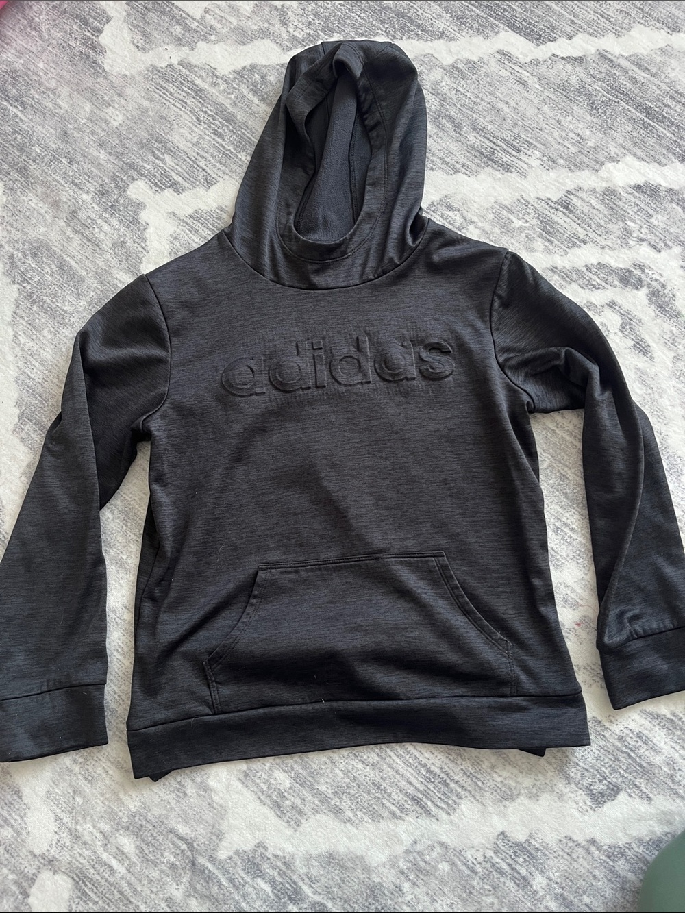 adidas Black Pullover Hoodie with Embossed Logo